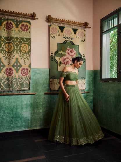 Sagewood blossom lehenga set