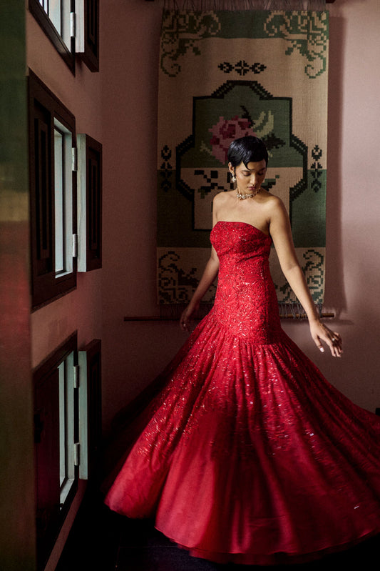 Ruby blossoming gown