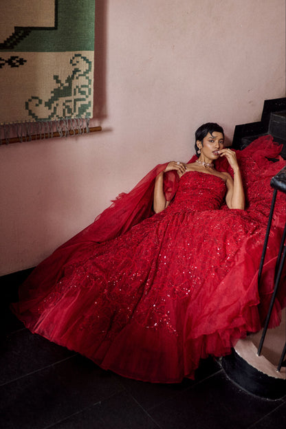 Ruby blossoming gown