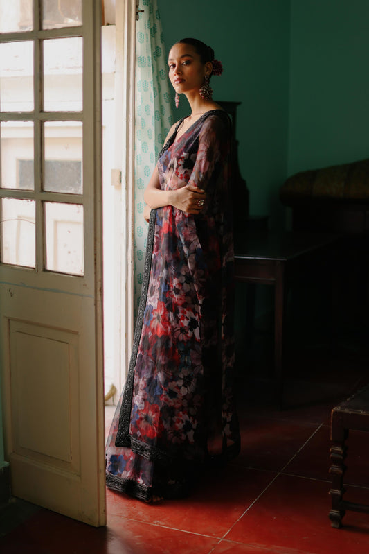 Starry Night Blooms saree set