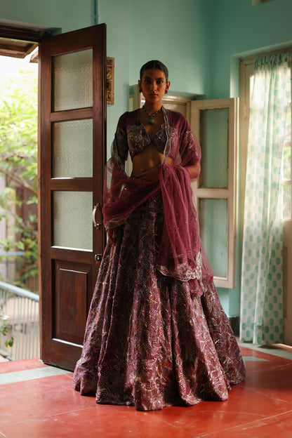 Floral foliage lehenga set
