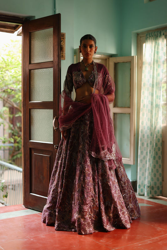 Floral foliage lehenga set