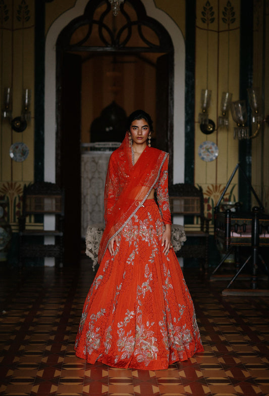Burnt orange Rosetta lehenga