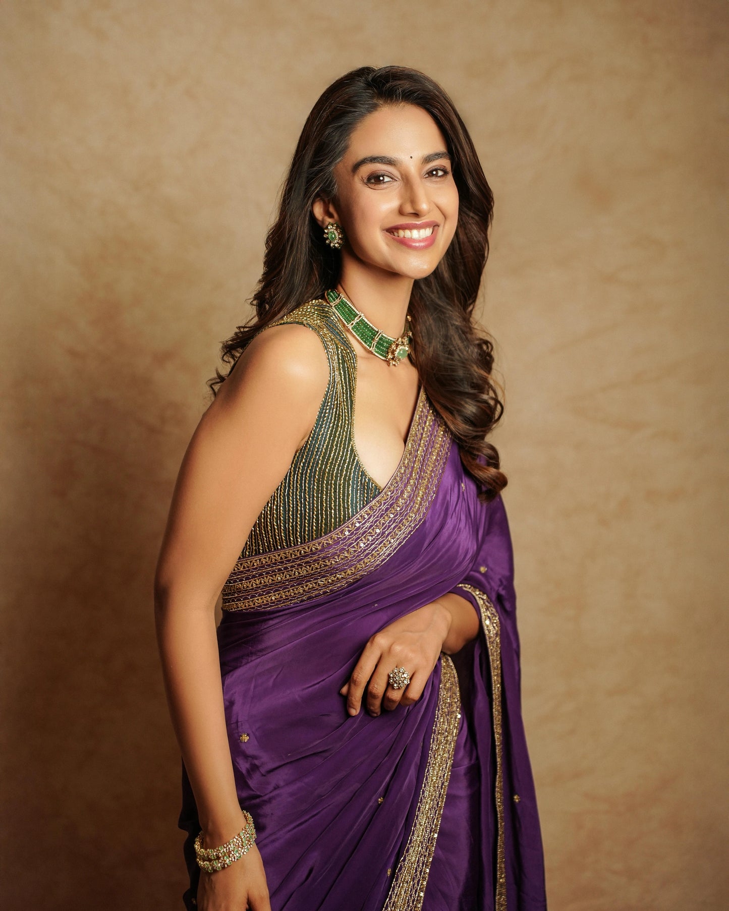 Meenakshi Chaudhary in INDRANI  SAREE SET
