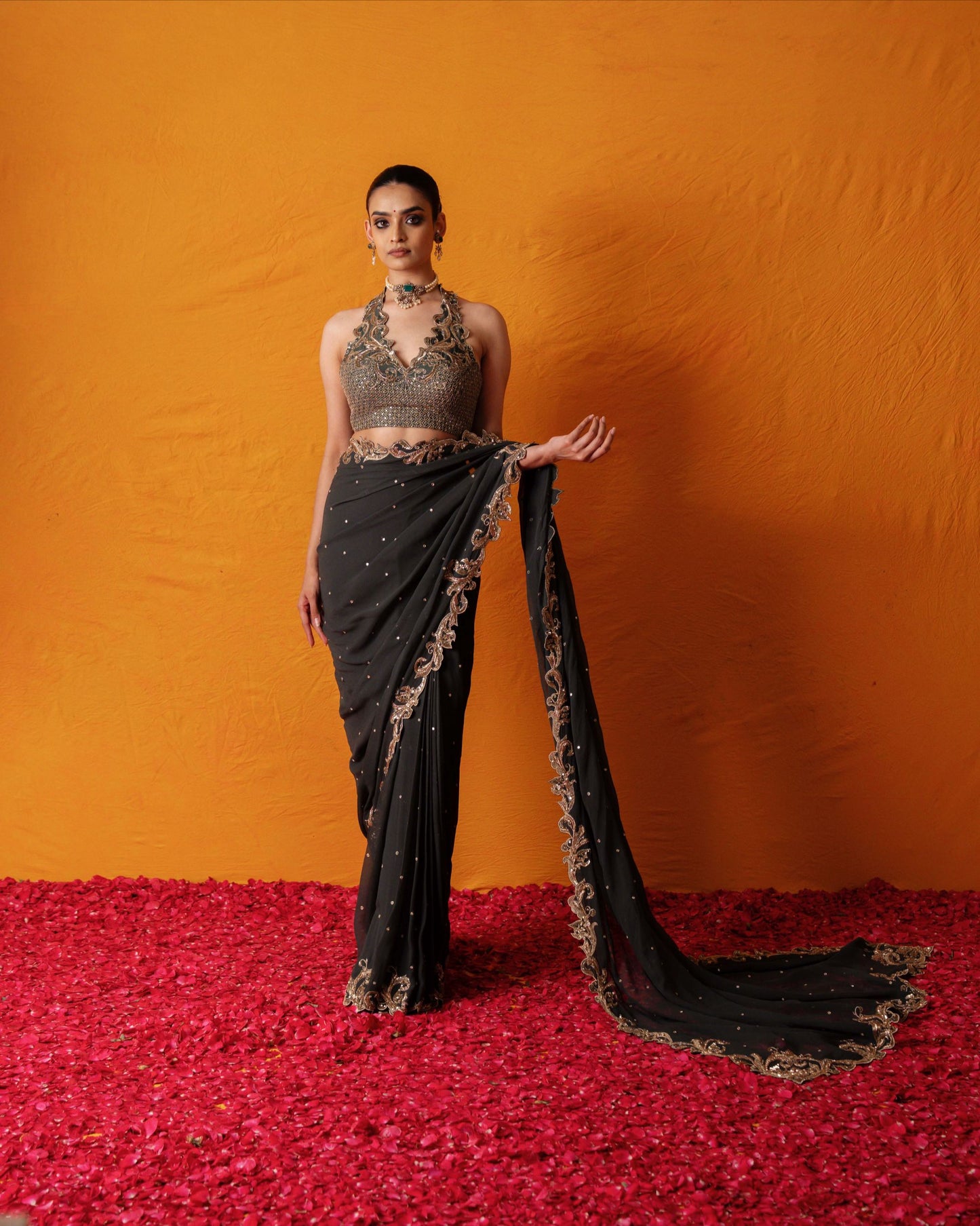 Meenakshi Pre-draped Saree Set