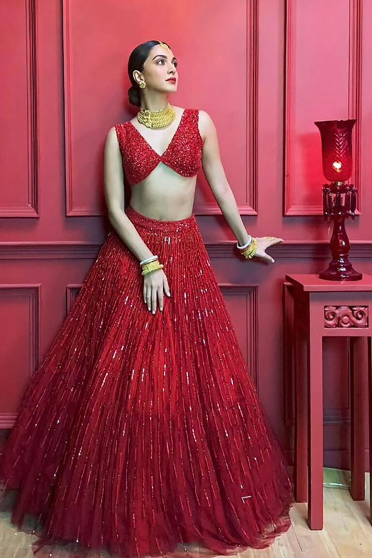Kiara Advani in Ruby signature sequin lines lehenga set