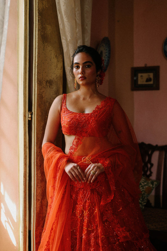 Amber glow lehenga
