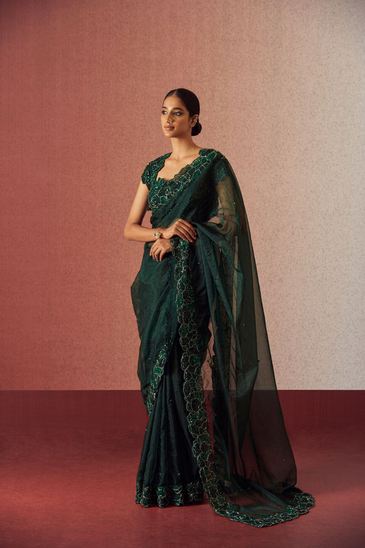Verdant Veridescent saree set