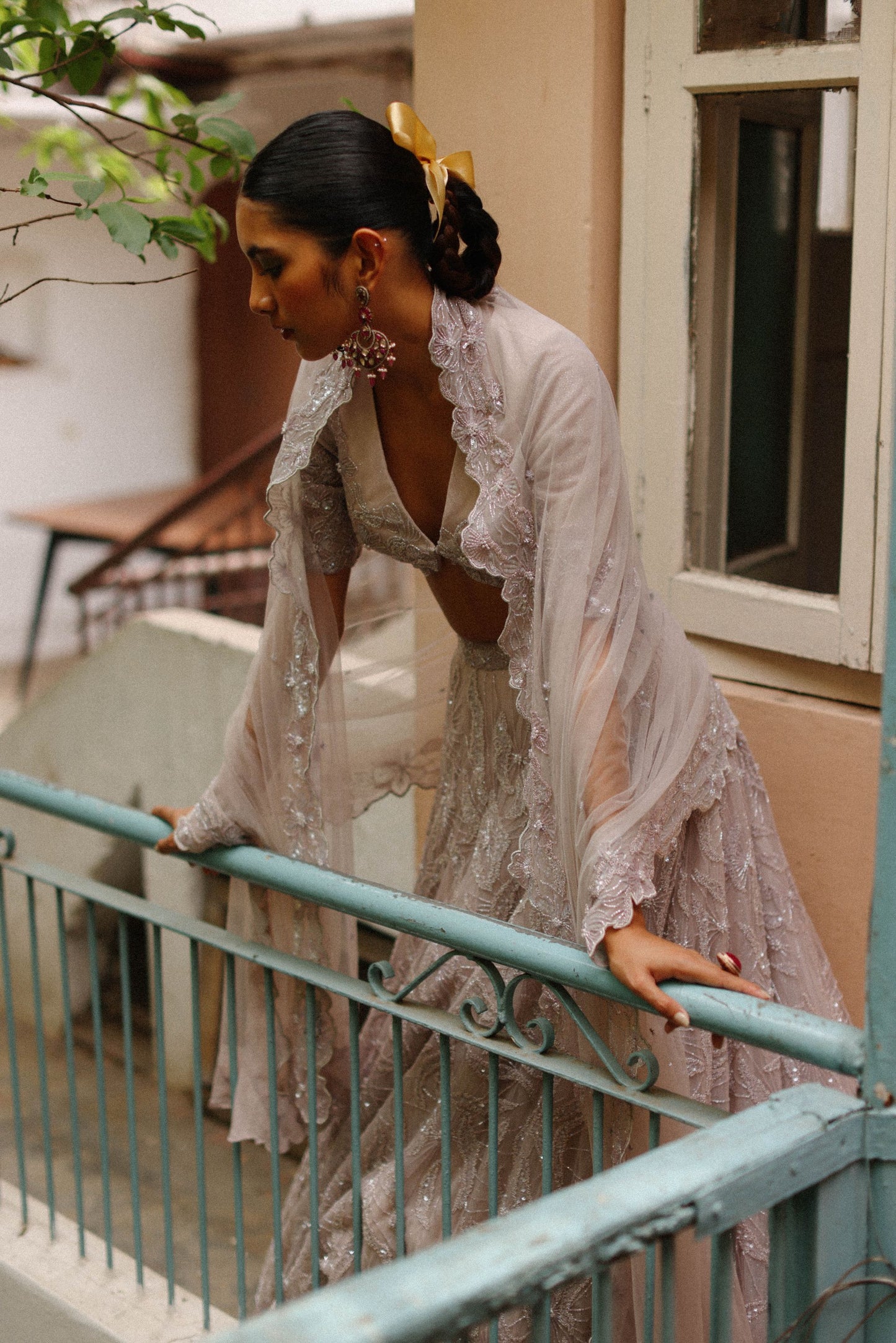 Hazy Lilac mirage lehenga set