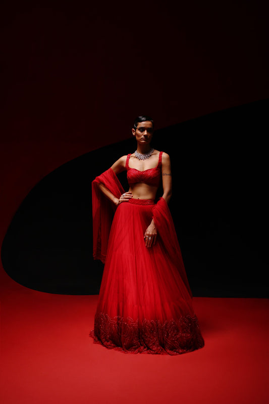 Rosso Imperiale lehenga set